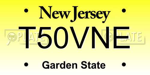 T50VNE New Jersey License Plate