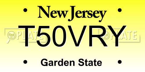 T50VRY New Jersey License Plate