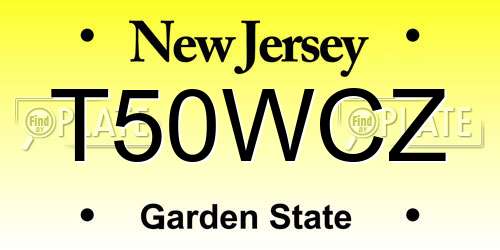 T50WCZ New Jersey License Plate