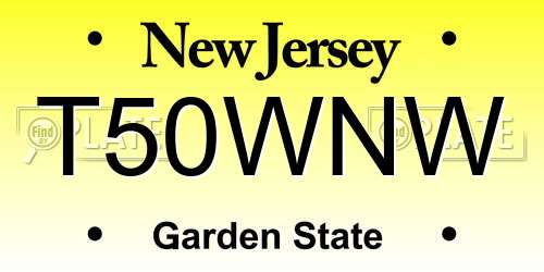 T50WNW New Jersey License Plate