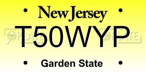 T50WYP New Jersey License Plate