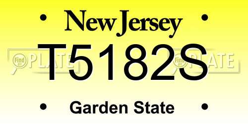 T5182S New Jersey License Plate