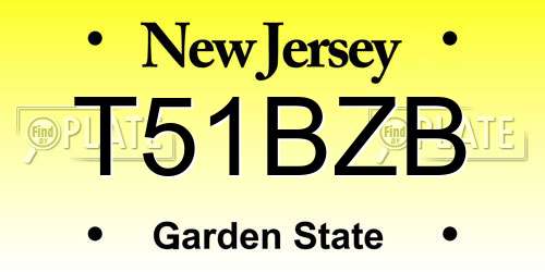 T51BZB New Jersey License Plate