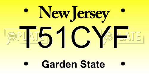 T51CYF New Jersey License Plate