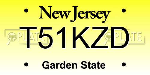 T51KZD New Jersey License Plate