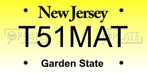 T51MAT New Jersey License Plate