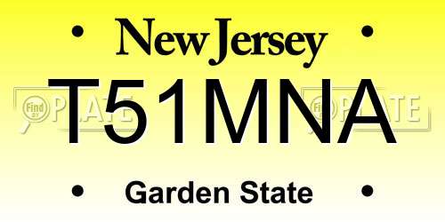 T51MNA New Jersey License Plate