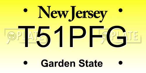 T51PFG New Jersey License Plate