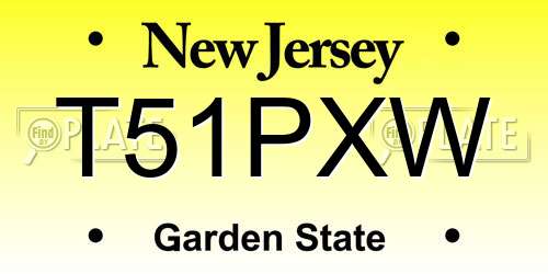 T51PXW New Jersey License Plate