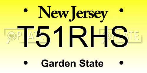 T51RHS New Jersey License Plate