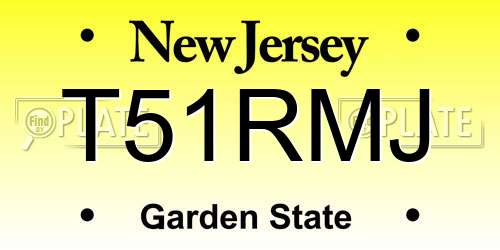 T51RMJ New Jersey License Plate