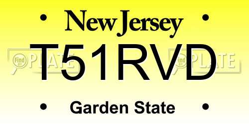 T51RVD New Jersey License Plate