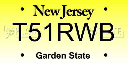 T51RWB New Jersey License Plate