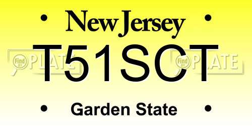 T51SCT New Jersey License Plate