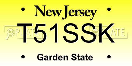 T51SSK New Jersey License Plate