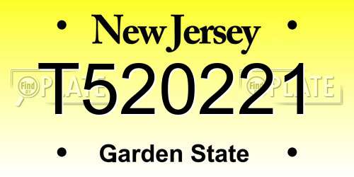 T520221 New Jersey License Plate