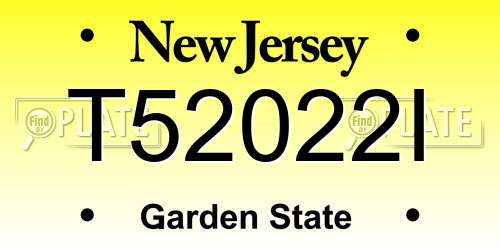 T52022I New Jersey License Plate