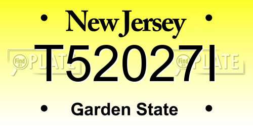 T52027I New Jersey License Plate