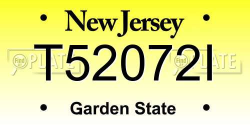 T52072I New Jersey License Plate