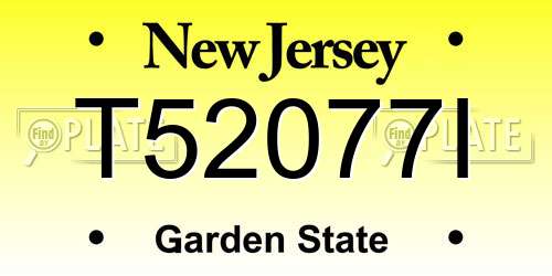 T52077I New Jersey License Plate