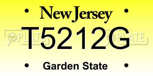 T5212G New Jersey License Plate