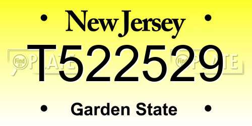 T522529 New Jersey License Plate
