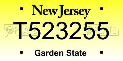 T523255 New Jersey License Plate