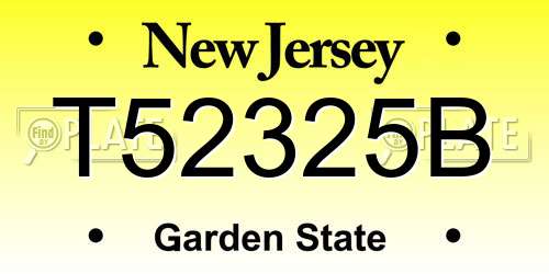 T52325B New Jersey License Plate