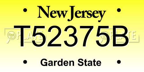T52375B New Jersey License Plate