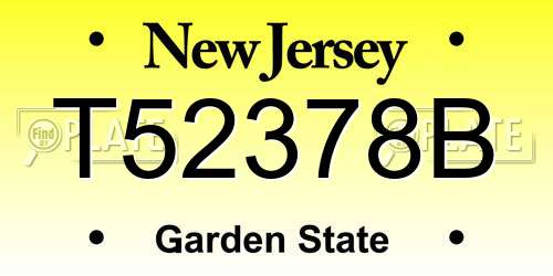 T52378B New Jersey License Plate