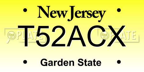 T52ACX New Jersey License Plate