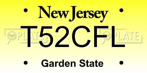 T52CFL New Jersey License Plate