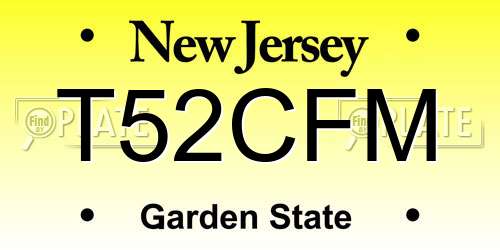T52CFM New Jersey License Plate