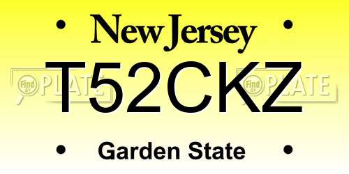 T52CKZ New Jersey License Plate