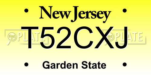T52CXJ New Jersey License Plate