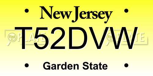 T52DVW New Jersey License Plate