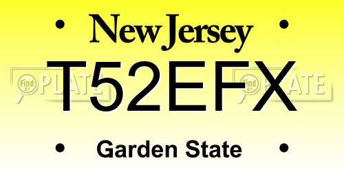T52EFX New Jersey License Plate