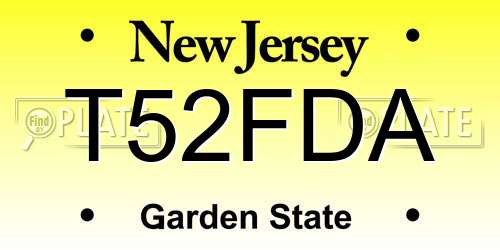 T52FDA New Jersey License Plate