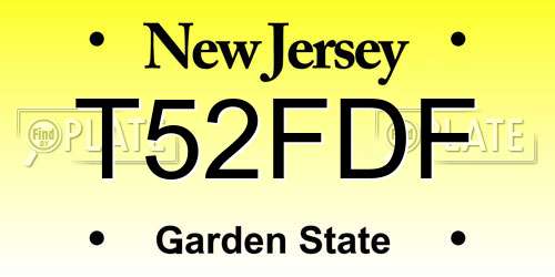 T52FDF New Jersey License Plate