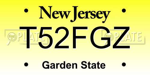 T52FGZ New Jersey License Plate
