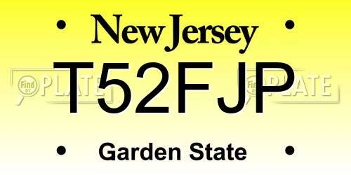 T52FJP New Jersey License Plate