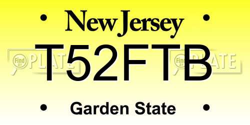 T52FTB New Jersey License Plate