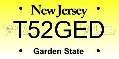 T52GED New Jersey License Plate