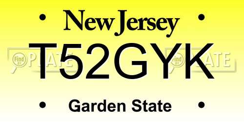 T52GYK New Jersey License Plate