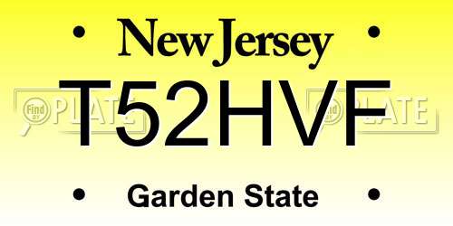 T52HVF New Jersey License Plate