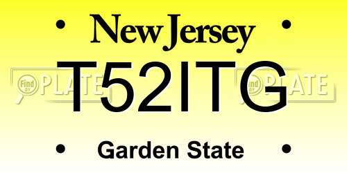 T52ITG New Jersey License Plate