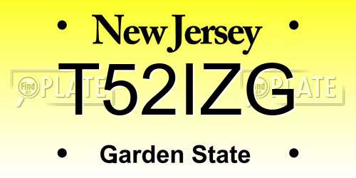 T52IZG New Jersey License Plate