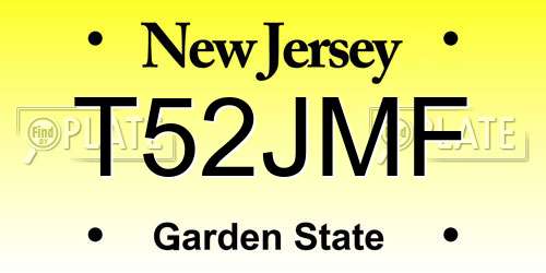 T52JMF New Jersey License Plate
