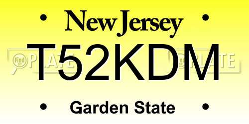 T52KDM New Jersey License Plate