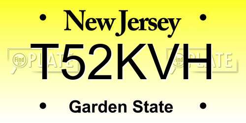 T52KVH New Jersey License Plate